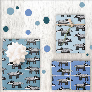 Cute Badger Wrapping Paper Sheets