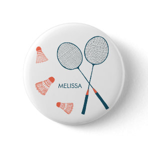 Cute Badminton Birdie Racquet CUSTOM Retro Button