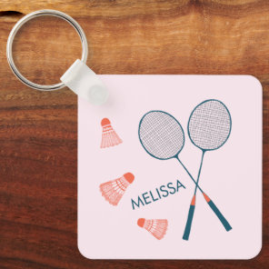 Cute Badminton Birdie Racquet CUSTOM Retro Keychain