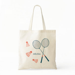 Cute Badminton Birdie Racquet CUSTOM Retro Tote Bag