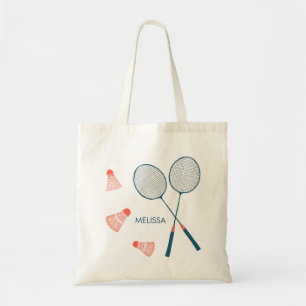Cute Badminton Birdie Racquet CUSTOM Retro Tote Bag