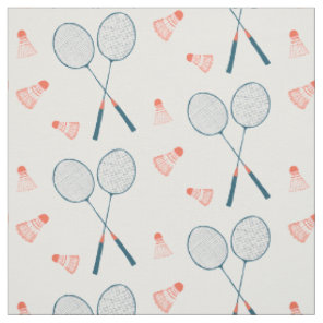 Cute Badminton Birdie Racquet Shuttlecock Retro Fabric