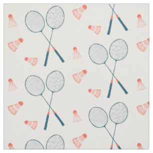 Cute Badminton Birdie Racquet Shuttlecock Retro Fabric