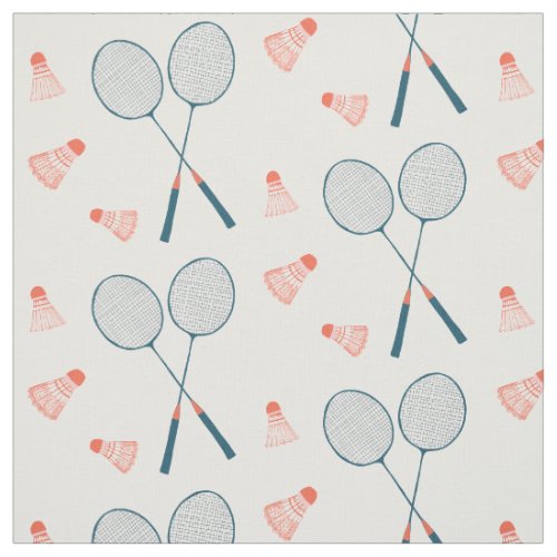 Cute Badminton Birdie Racquet Shuttlecock Retro Fabric