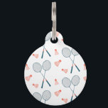 Cute Badminton Birdie Racquet Shuttlecock Retro Pet ID Tag<br><div class="desc">Add some flair to your game with this fun vintage badminton pattern. Hand drawn by me, for you! Add your own info to the back side. Check my shop for more colors and patterns, plus matching accessories like towels, water bottles, greeting cards, wrapping paper, fabric, tshirts, stickers and shower curtains....</div>