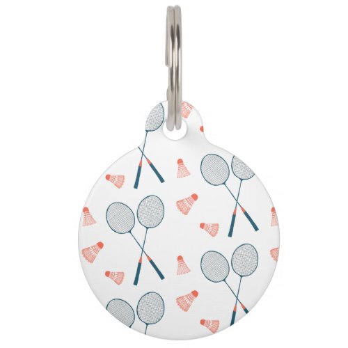 Cute Badminton Birdie Racquet Shuttlecock Retro Pet ID Tag