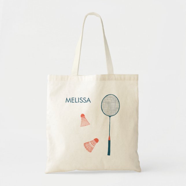 Cute badminton illustration customize tote bag (Front)