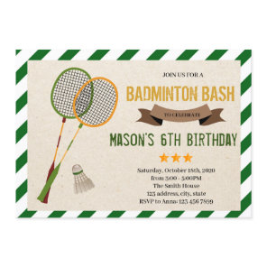 Cute badminton party Invitation