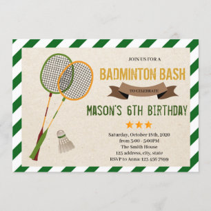 Cute badminton party Invitation