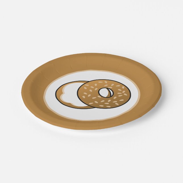 cute bagel lovers party paper plates (Angled)