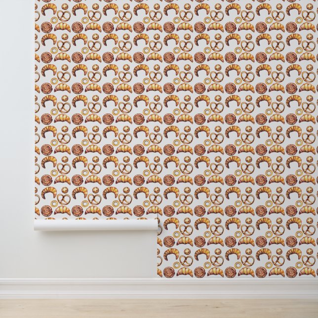 Cute baked bread tiled pattern wallpaper  (Application)