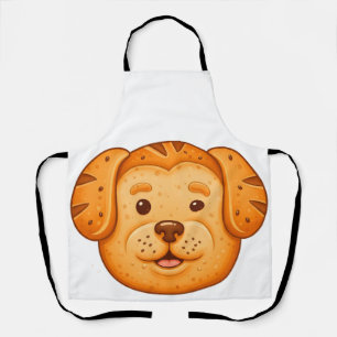 Cute Baked Cookie Dog Face Illustration Apron