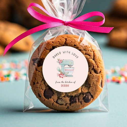 Cute baked with love bakers  classic round sticker