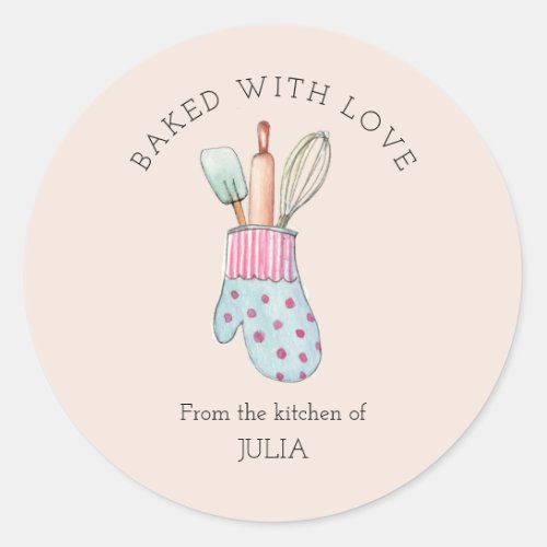 Cute  Baked with love Classic Round Sticker