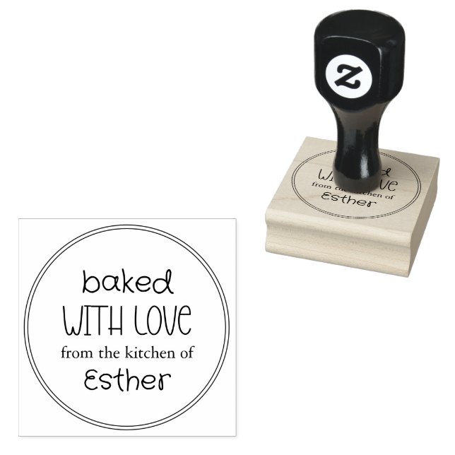 Cute Baked With Love Rubber Stamp (Stamped)