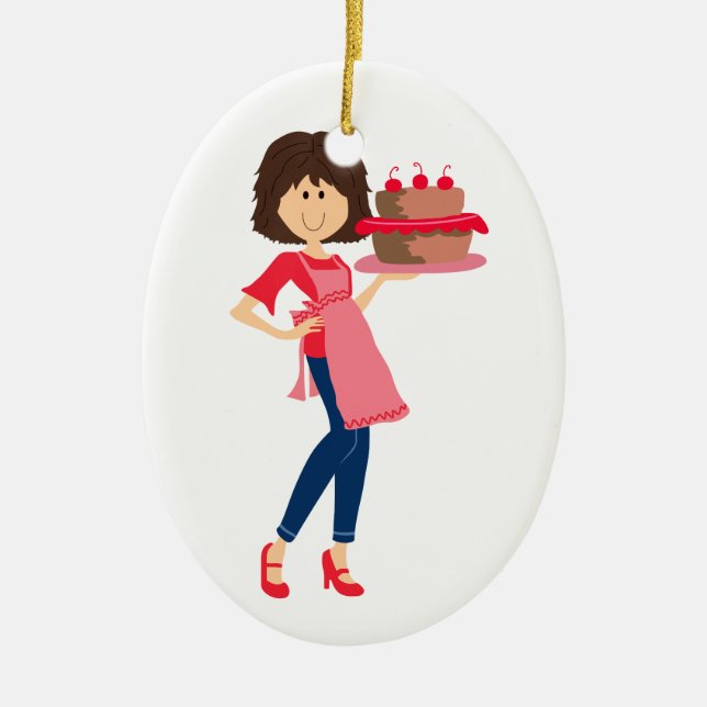 Cute Baker Ceramic Ornament (Front)