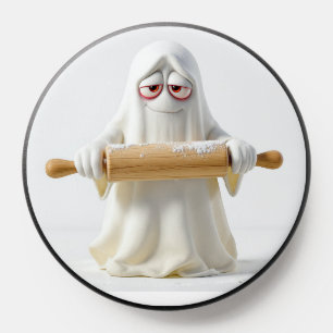 Cute Baker Ghost Figurine holding Rolling Pin PopSocket