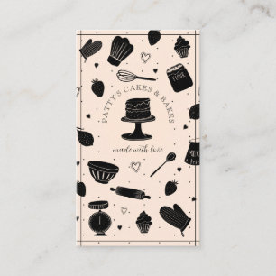 Cute Baker Pastry Chef Baking Utensils Light Peach Business Card