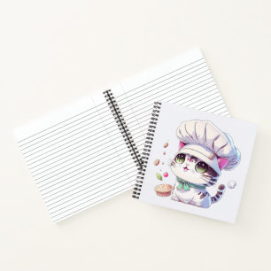 Cute Baker Pastry Chef Cat Kitten with Bread   Notebook
