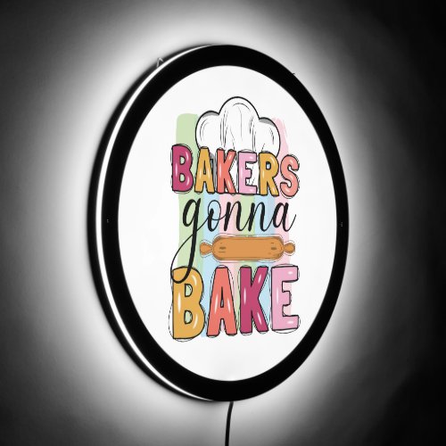 cute bakers gonna bake kitchen LED sign
