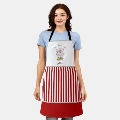 Cute Bakers Red  White Holiday Apron