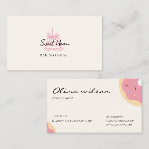 Cute Bakery Business Card Template | Cake &amp; Desser