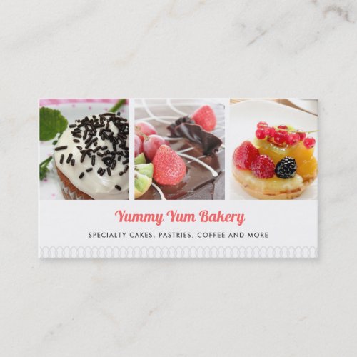 Cute Bakery Business Card with 4 Photos