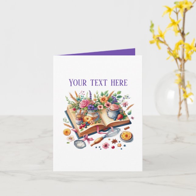 Cute Bakery cookbook customizable Card (Yellow Flower)