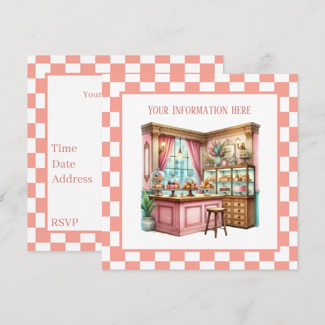 Cute Bakery counter party Paper  Invitation (Front/Back)
