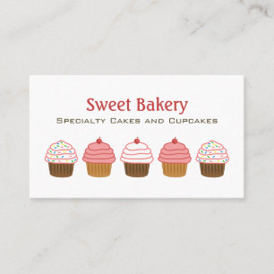 Cute Bakery Cupcake Business Cards