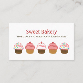 Cute Bakery Cupcake Business Cards