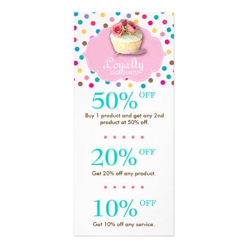 Cute Bakery Cupcake Discount Polka Dot 2 Rack Card