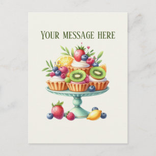 Cute bakery cupcakes add message business name postcard