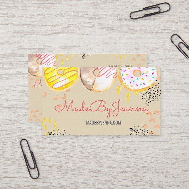 Cute bakery donut food business card (Front/Back In Situ)