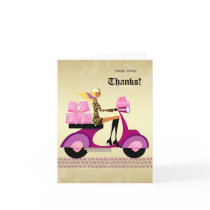Cute Bakery Gift Box Scooter Girl Thank You Card Cute Bakery Gift Box Scooter Girl Thank You Card