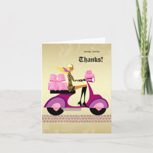 Cute Bakery Gift Box Scooter Girl Thank You Card