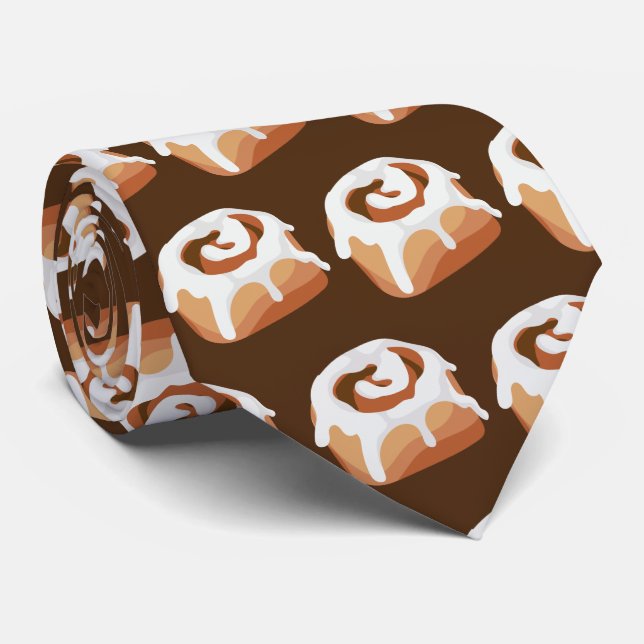 Cute Bakery iced cinnamon rolls tiled Neck Tie (Rolled)