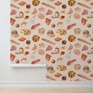 Cute bakery illustrations donut bread cake wallpaper
