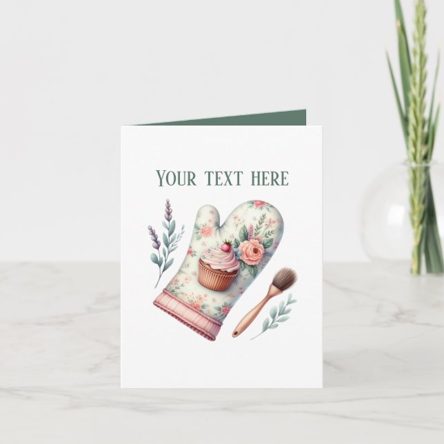 Cute Bakery oven mitt customizable Card (Front)
