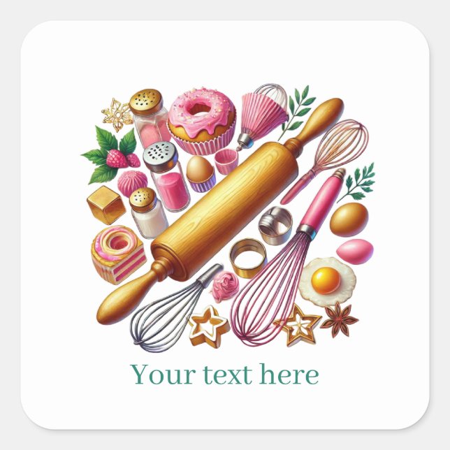 Cute Bakery products customizable Square Sticker (Front)