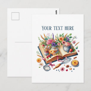 Cute bakery recipe book add message business name postcard