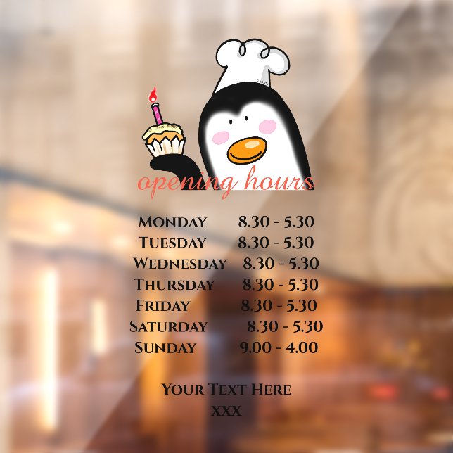 cute bakery shop opening hours window cling (Sheet 2)