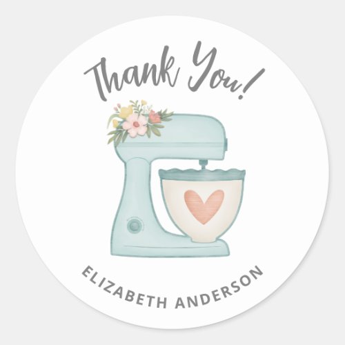 Cute Bakery Stand Mixer Small Business Thank You Classic Round Sticker
