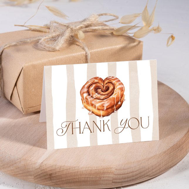 Cute Bakery Themed Cinnamon Roll Letterpress Thank You Card (Cute Bakery Themed Cinnamon Roll Thank You Card)