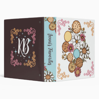 Cute baking cookies flowers sweets recipe cookbook 3 ring binder