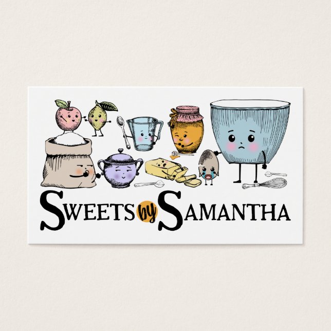 Cute baking ingredients bakery business card (Front)