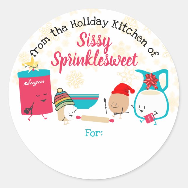 Cute baking ingredients Christmas to from Classic Round Sticker (Front)