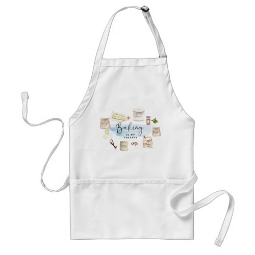Cute Baking is my Therapy Quote Illlustration Adult Apron