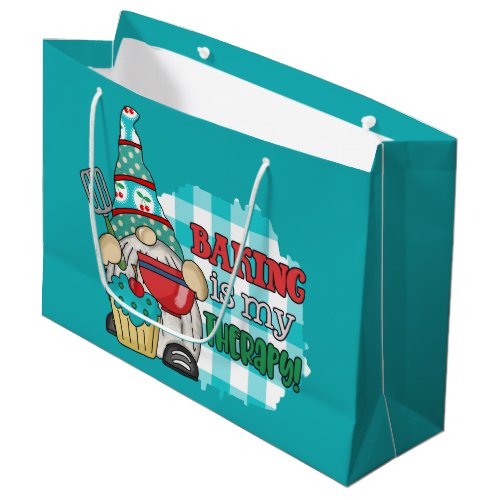 Cute baking lovers gnome large gift bag
