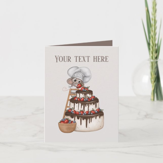 Cute baking mouse add text card (Front)